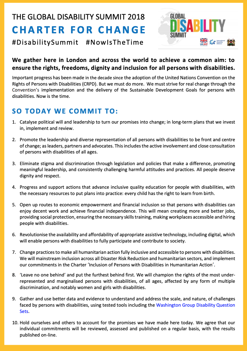 Image for Global Disability Summit Charter for Change